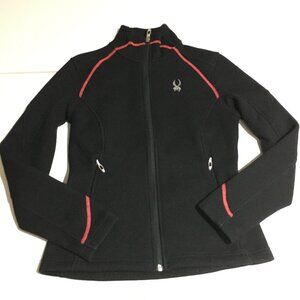 Spyder Core Sweater Black Full Zip Ribbed Women’s Small Fleece Lined Embroidered
